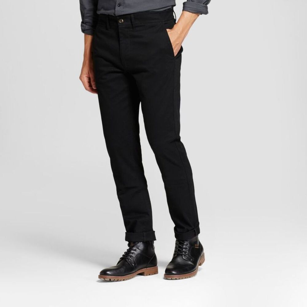 Men's Every Wear Cotton Spandex Slim Fit Chino Pants (42x32) - Black